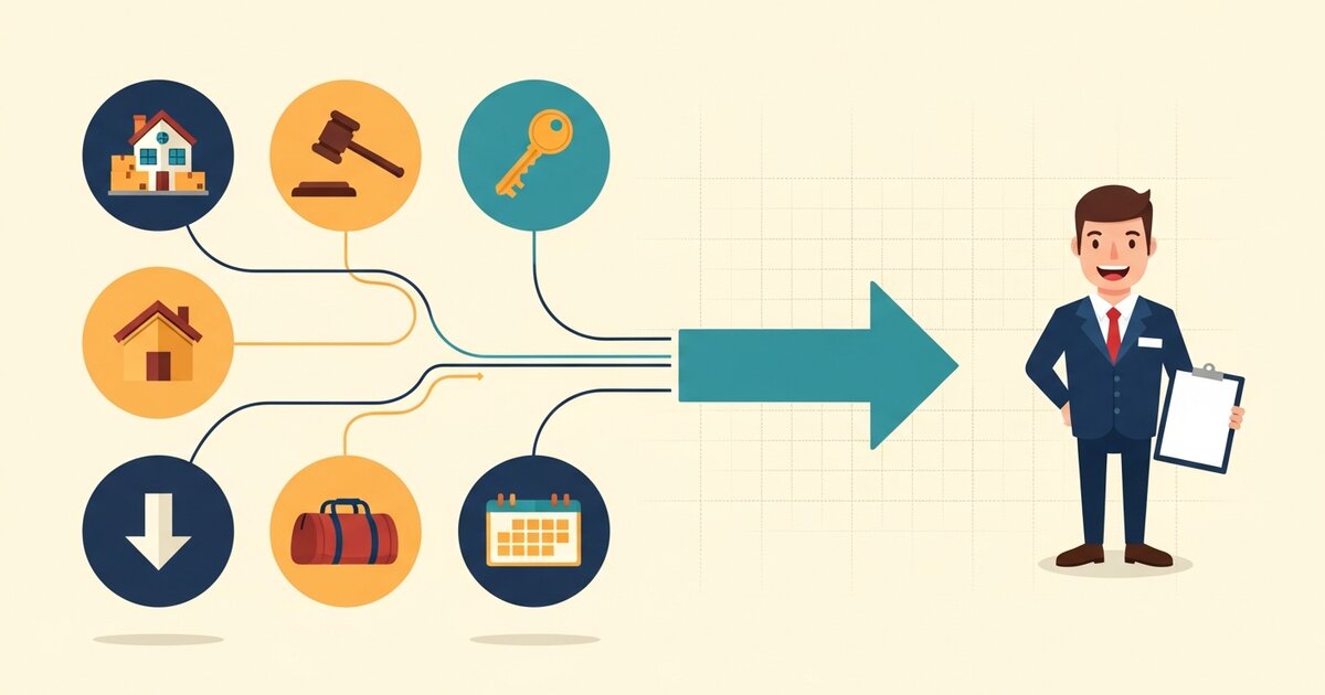 Diverse life-event leads for real estate agents, an illustration of a referral pipeline by event type.